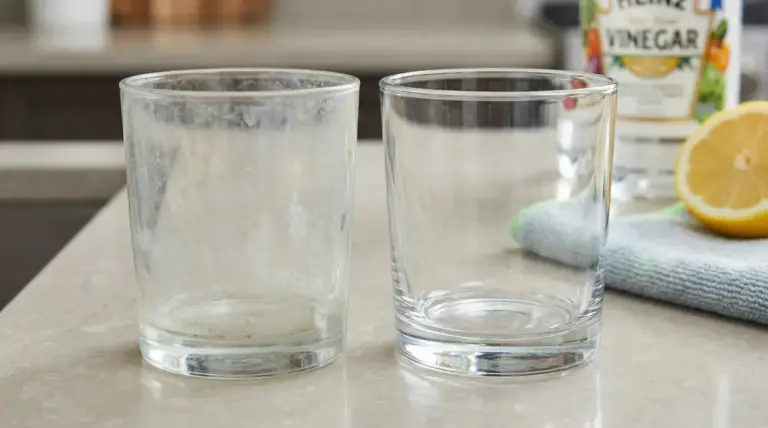 Bicchiere opaco accanto a un bicchiere perfettamente trasparente su un piano da cucina